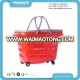 Plastic Shopping Basket With Wheels, Foldable Rolling Shopping Basket, Supermarket Basket With Wheels